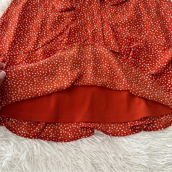 Altard State Ruffle Mini Skirt - Burnt Red Polka Dot - Size Small EUC - Picture 9 of 16